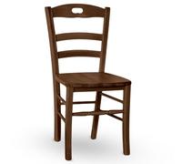 OKAFFAREFATTO MADDALONI Chaise en bois massif assise en massif restaurant maison déjà montée teinte noyer foncé modèle LORY avec repose-pieds arrondi NOUVELLE avec fixation de l'assise avec vis