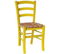 OKAFFAREFATTO MADDALONI Chaise en bois Venise jaune avec assise en paille de riz