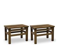 OKAFFAREFATTO MADDALONI Lot de 2 tabourets bas tabourets bancs repose-pieds assise en bois noyer foncé