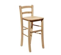 OKAFFAREFATTO MADDALONI Tabouret de Bar en Bois Brut à Peindre avec Assise en Bois Massif h 67 cm du Sol au siège Neuf déjà monté