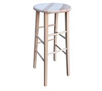OKAFFAREFATTO MADDALONI Tabouret en Bois Massif avec Assise Ronde Haut 80 cm de Terre à la séance, Nouveau prémonté, Brut à Peindre Jambes Droite