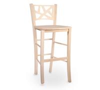 OKAFFAREFATTO MADDALONI Tabouret haut bar sissy en bois brut à peindre H 73 avec siège massif