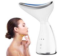 Okahila Masseur de visage et de cou | Thérapie par lumière rouge à LED blanche pour le visage et le cou, baguette de thérapie par lumière rouge, masseur de visage et de cou à LED 3 couleurs pour soins