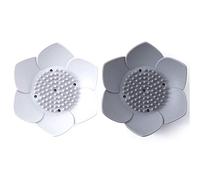 Okami Products Lot de 2 porte-savon en silicone Motif fleurs japonaises Blanc/gris