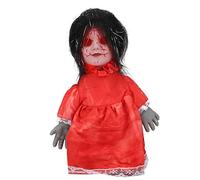 OKAT Poupée effrayante Qui Marche, poupée effrayante à Commande vocale, Plastique hanté pour Bar à la Maison(Z113 Walking Ghost Baby Black Hair Red Dress)