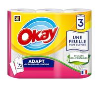 Okay Adapt - Essuie-tout demi-feuille Blanc - lot de 4 paquets de 3 rouleaux