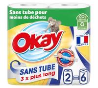 Okay Essuie-Tout Blanc Sans Tube - Les 2 rouleaux