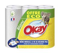 OKAY Essuie Tout Blanc x6 Rouleaux