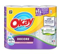 OKAY - Essuie-Tout Décoré Ultra Résistant, Absorption Optimale pour Nettoyage Facile (3 Rouleaux) - Le lot de 2