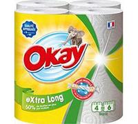 Okay Essuie-tout okay extra long 4 = 6 rlx blanc, Lot de 6