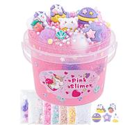 Okaybee 10 FL OZ Slime Kit, Pink Clear Slime, Schleim Kinder for Ages 8-12, Glimmer Crunchy Schleim Set Includes 9 Packs of Slime Add-ins, Schleim Sensory Toys, Birthday Hallowmas Gift