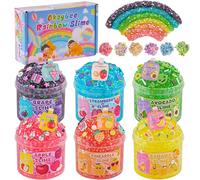 Okaybee 6er-Pack Bingsu Slime Set, Regenbogen Schleim für Kinder, Schleim Party Geschenke, Sensorisches Spielzeug, Feiertags Geburtstags Ostern Halloween Mädchen und Jungen