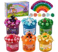 Okaybee 6er-Pack Glitter Crunchy Slime Set, Regenbogen Schleim für Kinder, Schleim Party Geschenke, Sensorisches Spielzeug, Geburtstags Ostern Halloween Mädchen und Jungen