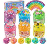 Okaybee 6er-Pack Snow Fizz Crunchy Slime Set, Regenbogen Schleim für Kinder, Schleim Party Geschenke, Sensorisches Spielzeug, Geburtstags Ostern Halloween Mädchen und Jungen