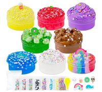 Okaybee Pack Varié de Slime - 8 Kits Avec Différentes Textures: Beurre, Nuage Arc-en-Ciel, Perlé Transparent, Brillant Dans Le Noir