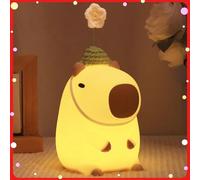 Okayera Veilleuse Capybara mignonne en forme d'animal avec minuterie rechargeable par USB à intensité variable, meilleure veilleuse de chambre d'enfant, décoration de chevet, cadeau d'anniversaire, de