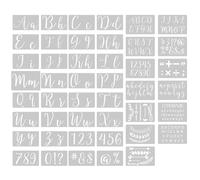 Okaywork 45 Pcs Alphabets Numéro Pochoir lettre alphabet,11/14cm Plastique Réutilisable Pochoir chiffrede Lettres Pochoirs d'Artisanat de Numéros pour La Peinture Art Projects Décoration DIY