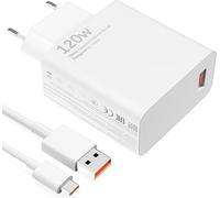 Okaywork Chargeur 120 W 1 m USB Type C pour Xiaomi 15, 14T, Ultra 13T, 12T, Redmi Note 14, 13, 12 Pro+, 5G Poco X7 Pro, bloc d'alimentation USB Turbo Hyper Charge rapide Adaptateur avec Black Shark 5