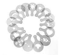 OKCLOD Lot de 16 pochoirs en mousse pour cappuccino, chocolat, café latte, expresso, café fantaisie, style de Noël, fleurs, arts, décoration blanc