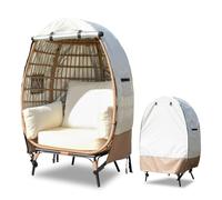 okcool Housse de Chaise d'extérieur imperméable avec Fermeture éclair pour Panier de terrasse en Osier (Beige et Marron, Convient aux chaises œufs de 109,2 x 63,5 x 140 cm)