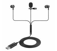 okcsc Écouteurs USB 3.0 avec Microphone à Revers omnidirectionnel pour Ordinateur, Casque Filaire USB A30 avec Micro à Pince Lavalier pour Prise de Vue vidéo Youtube,Réunion,Vlogging Noir