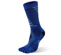 Okdance Chaussettes mi-longues pour homme en matériau Coolmax - Séchage rapide - Séparateur d'orteils - Pour trail, course à pied, marathon, randonnée, bleu, L