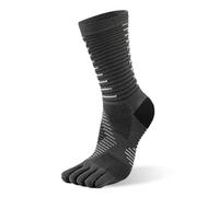 Okdance Chaussettes mi-longues pour homme en matériau Coolmax - Séchage rapide - Séparateur d'orteils - Pour trail, course à pied, marathon, randonnée, gris, L