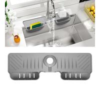 OKeanu Tapis de Protection Anti-Éclaboussures en Silicone pour Évier de Cuisine - Tapis de Drainage Autour du Robinet avec Poignée et Plateau Récupérateur