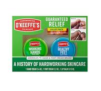 O'Keeffe's Giftbox comprend la réparation des lèvres avec du bâton d'huile de cerise et de vitamine E, un pot pour les mains de travail et un pot à pieds sains, idée cadeau