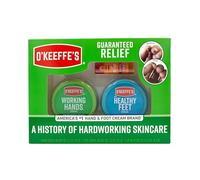 O'Keeffe's Giftbox comprend la réparation des lèvres avec du bâton d'huile de cerise et de vitamine E, un pot pour les mains de travail et un pot à pieds sains, idée cadeau