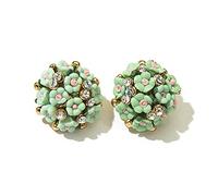 Okeeyseda 1 paire de vert personnalite mode femme diamant fleur en ceramique fleur simple boucles d'oreilles