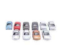Okeeyseda 10 Pack 1/87 Mini ModèLe de Voiture Peinte ModèLes de Voitures Bâtiment Train Paysage Bâtiment Train Disposition Ensemble ModèLe