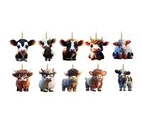 Okeeyseda 10pcs Mignon Dessin Animé Vache Voiture Pendentif Décoration d'arbre à