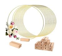 Okeeyseda 12 PièCes Centre de Table Cerceau Floral en MéTal avec Base pour Table, 12 Pouces pour L'Artisanat Dream Catcher Couronne Bricolage Centres de Table