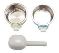 Okeeyseda 2 Pièces Bol pour Chien en Caisse, Chenil Amovible pour Animaux de Compagnie en Acier Inoxydable Suspendu avec Bol d'alimentation en Eau pour Animaux de Compagnie avec Cuillère
