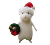 Okeeyseda 2 Pièces Halloween Souris Fait à la Main en Feutre de Laine Ornement de Souris de Noël en Feutre Aiguilleté Citrouilles Animaux Décoration A