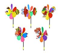 Okeeyseda 5 PièCes SéRies Moulins à Vent Coloré Vent Spinner 3D Animal Moulinet Ornement de Jardin pour Cour ExtéRieure Pelouse Patio DéCor et FêTe