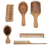 Okeeyseda 6 PC/Set Bois Peigne en Plein Air Coussin de Palette Perte de Cheveux Brosse de Massage Brosse à Cheveux Peigne Cuir Chevelu Soins des Cheveux Sain Bambou Peigne