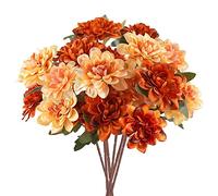 Okeeyseda 6 PièCes Fleurs d'automne Artificielles, 18 TêTes de Fausses Fleurs de Mamans en Soie Faux ChrysanthèMe Fleurs Orange pour la DéCoration IntéRieure