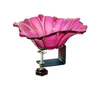 Okeeyseda Bain d'oiseaux de Balcon, Mangeoire à Oiseaux, Bol de Bain d'oiseaux, Clôture, Bain d'oiseaux avec Base Réglable Robuste, Rail de Pont, Rose Rouge
