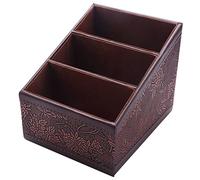 Okeeyseda Boite de Rangement cosmetique en Cuir PU Retro Telecommande Support de Telephone Organisateur de Table pour Casier de Rangement de Maison de Bureau