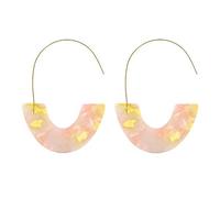 Okeeyseda Boucles D'Oreilles Gros Crochet Boucles D'Oreilles Pendentif En Resine + Alliage de Demi-Cercle de Speciale Blanc Clair