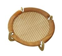 Okeeyseda Coussin de Couchage pour Animaux de Compagnie, Tapis en Rotin, Lit de Couchage Respirant, Résistant Aux Rayures, Lit Surélevé pour Chat, Base en Bois