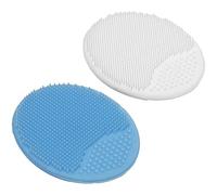 Okeeyseda Exfoliant et Massant Cradle Cap Silicon Brush Soft Baby Brush Brosses de Bain pour, Bleu et Blanc Lot de 2