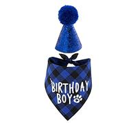 Okeeyseda Fournitures de FêTe d'anniversaire de Chien, Chapeau d'anniversaire d'animal Familier et Ensemble de Bandana d'anniversaire de Chien de GarçOn