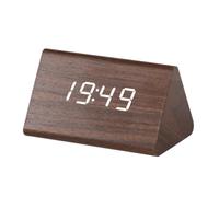 Okeeyseda Horloge en Bois Multifonction LED Réveil Électronique en Bois Horloge à Commande Vocale Horloge Numérique Silencieuse en Bois,C