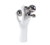 Okeeyseda Main Blanche en Résine avec Boules d'argent, Sculpture pour, Le Bureau, Arrangement Floral, Décoration Abstraite, Artisanat, L, Installation Facile