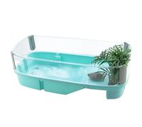 Okeeyseda Maison de Réservoir de Tortue Transparente avec des Zones pour Élever des Aliments, Enclos de Baignade, Cage à Eau, Habitat pour, Type Vert