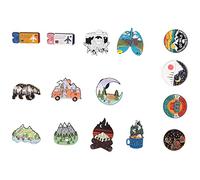 Okeeyseda Paquet de 15 éPingles en éMail ExtéRieur Ensemble D'éPingles en éMail EsthéTique éPingles à Bouton Naturel éPinglettes Vintage éPingles de Camping