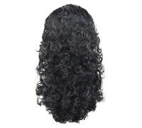 Okeeyseda Perruque en Fibre Chimique de Style Européen et Américain, Cheveux Longs Bouclés, Perruque Moyenne Bouclée en Laine Noire, Facile à Installer, Facile à Utiliser